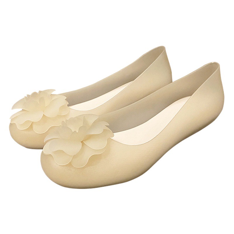 Jelly shoes women's summer 2024 New flat transparent waterproof non-slip wear-resistant fashionable outer wear shallow mouth closed toe sandals