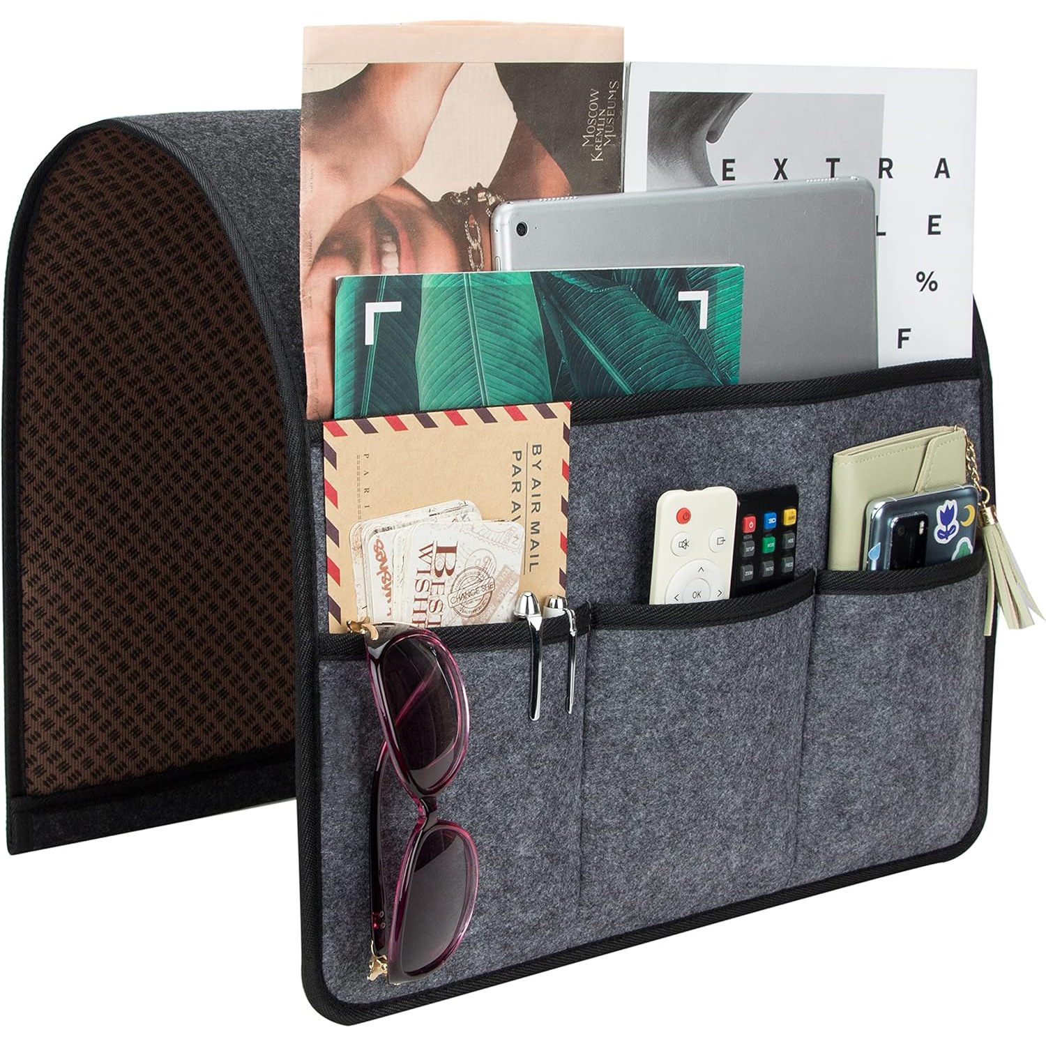 Cross-border sofa armrest storage bag felt sundries storage bag home magazine mobile phone finishing bag non-slip storage bag