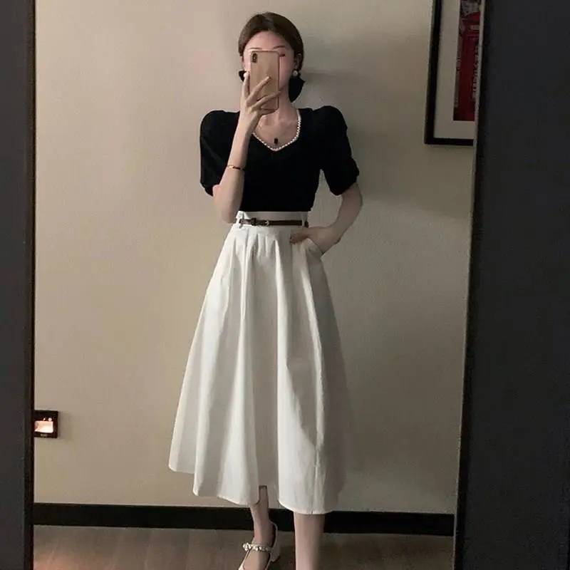 Small Fragrant Style Socialite Professional Temperament Age-reducing Two-piece Dress Sense Light Mature Style Women's Clothing Hong Kong Flavor Royal Sister Summer Style