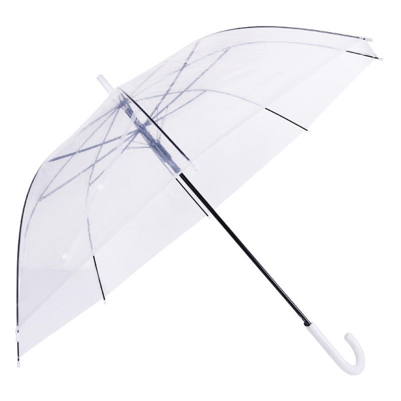 Plastic transparent umbrella wholesale 8-bone automatic straight handle long handle transparent sun umbrella oversized customizable logo