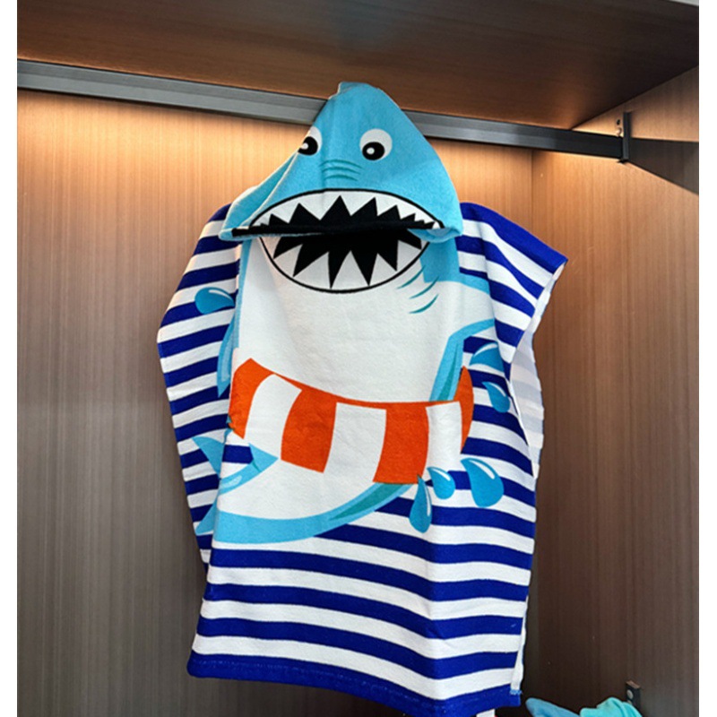Picture of Children's Bath Towel Hooded Poncho Bathrobe Super Soft Wearable Baby Absorbent Towel for Boys and Girls Swimming