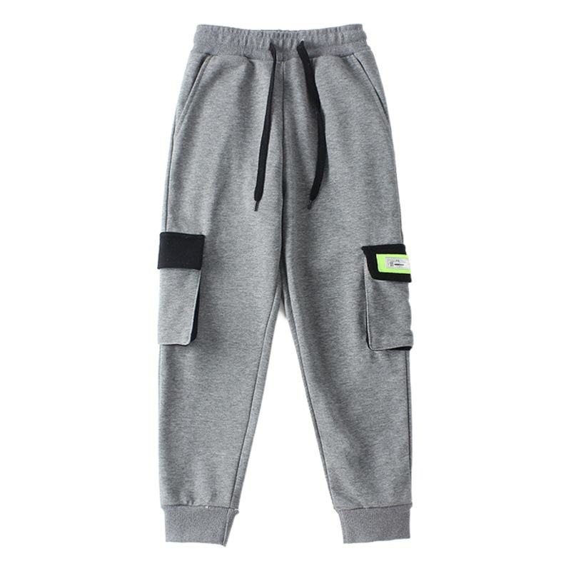Children's clothing spring Korean new children's sports trousers big children's contrast color labeling overalls boys pants wholesale