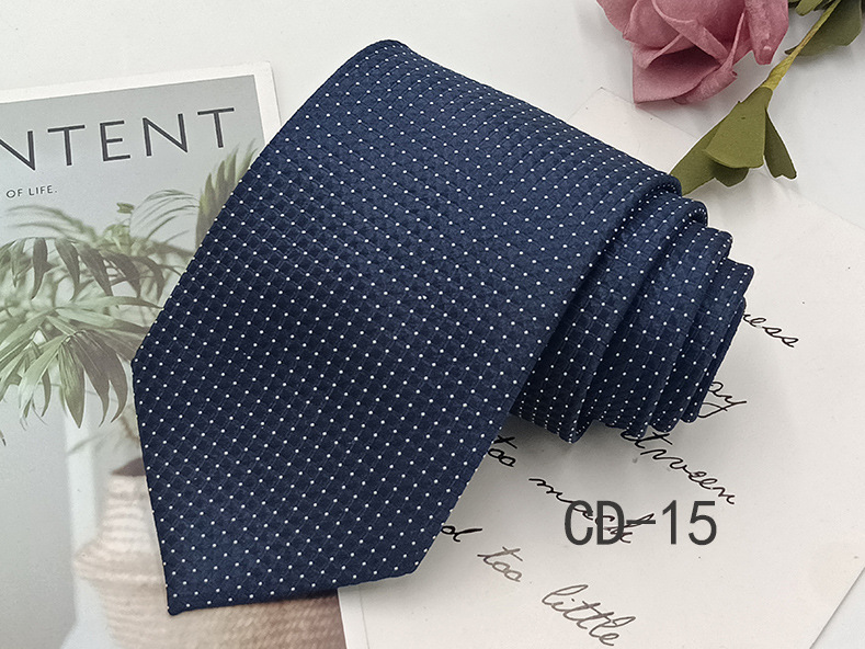 Picture of Manufacturer in stock men's business tie 8cm hand-punched professional formal wear interview striped tie men's Jacquard polyester silk