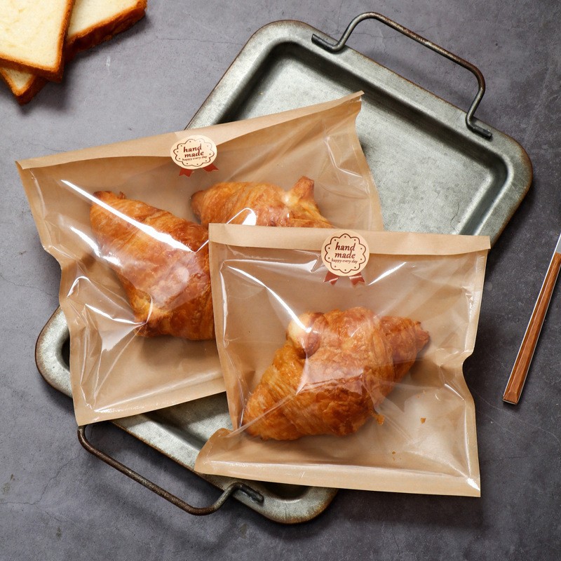 Picture of Half film paper bread bag baking dessert croisso toast food transparent packing bag kraft paper bag spot