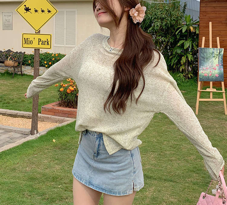 Picture of Jianmanni lazy sun protection blouse chic summer thin sun protection long sleeve T-shirt women's loose casual slimming