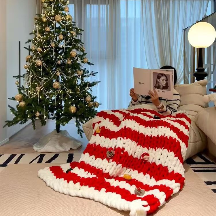 Christmas Gift Blanket Hand-woven Rainbow Blanket Thick Wool Diy Material Bag Quilt Shawl for Girlfriend