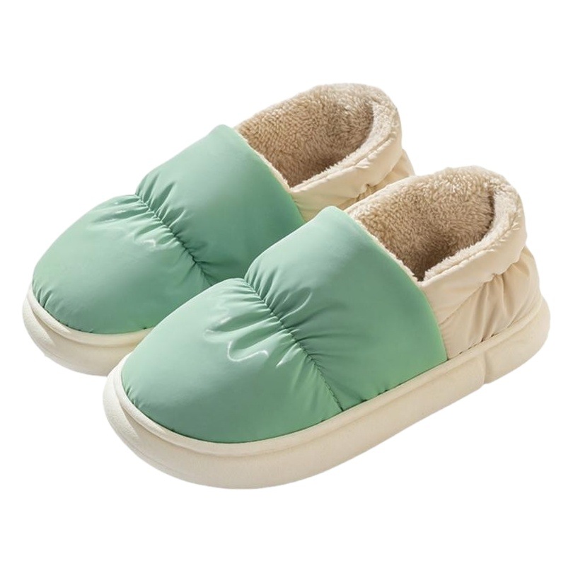 Stomp Feeling Cotton Slippers Women's Winter Bag Heel fleece-lined Home Indoor Warm Thick Bottom Waterproof Down Cotton Shoes for Men