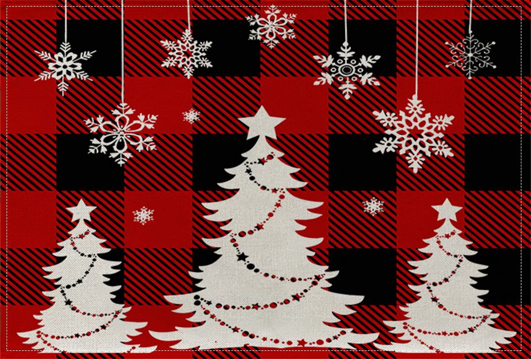 Picture of Christmas Placemat Scandinavian Style English Letter Napkin Western Restaurant Tablecloth Single Layer Linen Insulation Mat Table Mat
