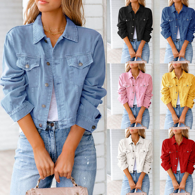 Amazon cross-border Europe and the United States 2024 foreign trade women's clothing Amazon spring new Denim coat jacket long sleeve top