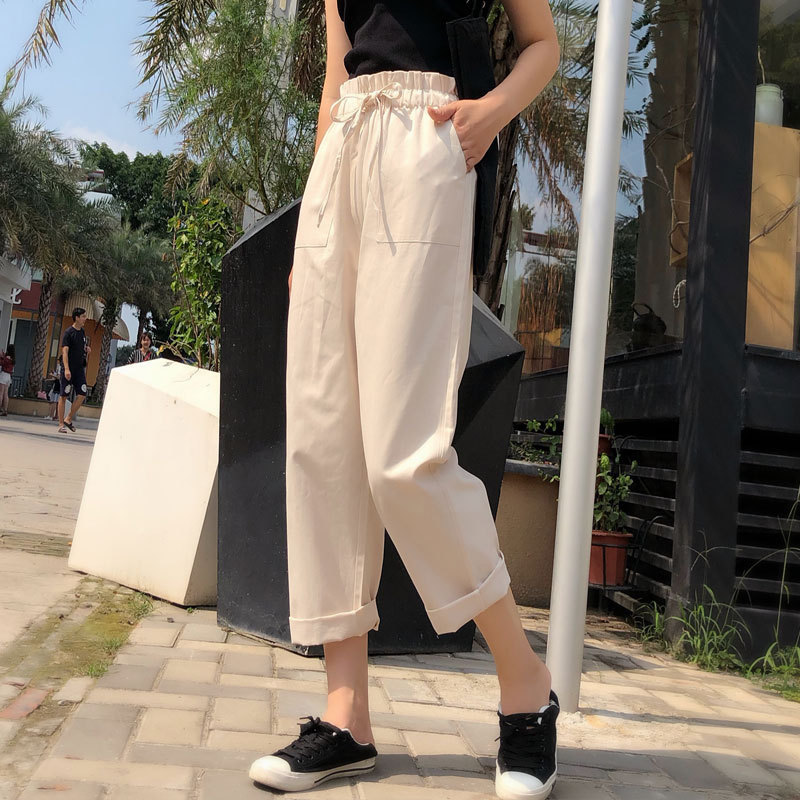 Picture of 2025 New Summer Students Loose Korean-style Harem Pants All-match BF Style High Waist Wide Leg Casual Trendy Pants for Women