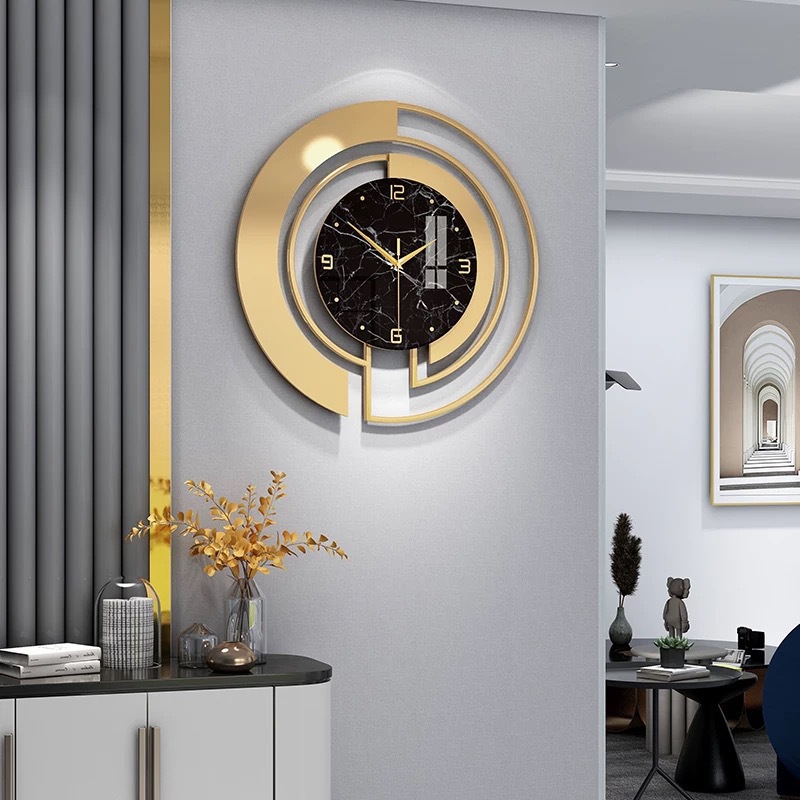 European-style Light Luxury Clock Wall Clock Living Room Punch-free Modern Home Decoration Restaurant Silent Clock Wall High-end Sense