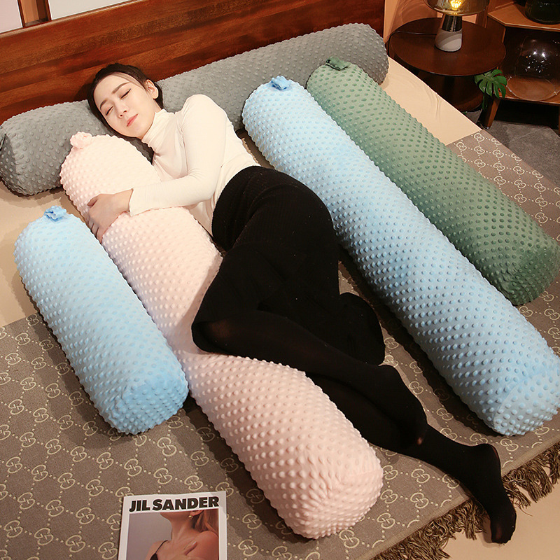 Bold Pure Color Bean Velvet Massage Cylindrical Long Pillow Bed Sleeping Large Pillow Removable and Washable Pillow Cushion Leg Clamp
