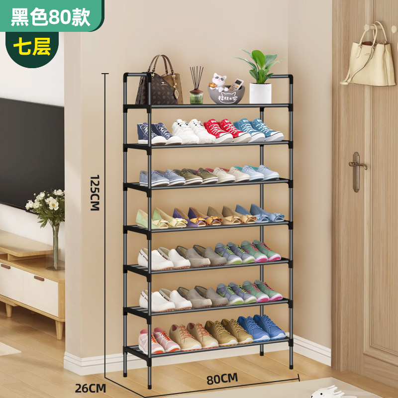 Picture of Simple Shoe Rack Multi-layer Folding Shoe Cabinet Economical Household Bedroom Metal Black Rack Shoe Rack