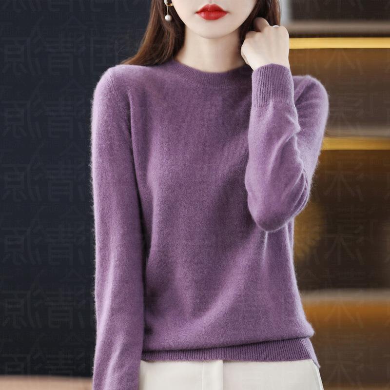 Picture of New Autumn and Winter Round Neck Knitwear Women's Pullover Knitwear Pure Color Long-Sleeved Women's Thin Inner Short Bottoming Shirt