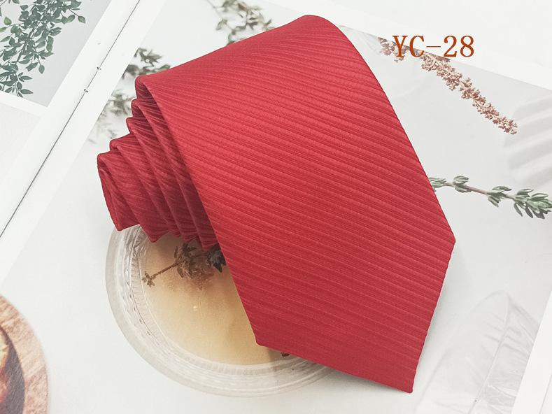 Picture of Business Casual Men's Tie Polyester Silk Twill Black Red Suit Accessories 8cm Hand Tie Solid Color Tie
