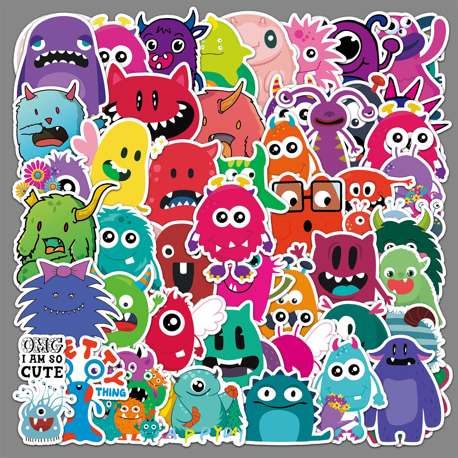 50 pcs Little Monster Creative Cartoon Stickers Scooter Laptop Car Motorcycle Decoration Waterproof Stickers