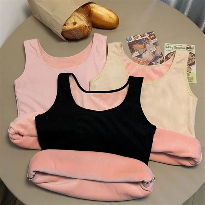 Picture of Women's Warm Vest fleece-lined Thickened Base Shirt Women's Inner Wear Autumn and Winter Soft Vest Tight Body Beauty Base Top