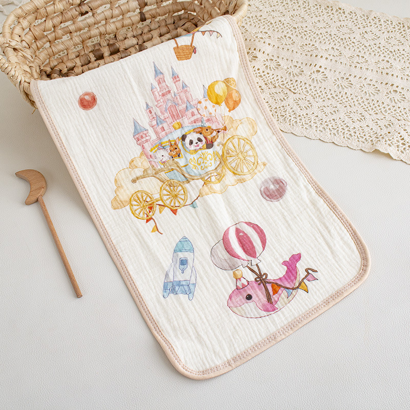 Picture of Class A baby saliva towel four layer cotton crepe square towel soft absorbent children's square towel kindergarten baby towel