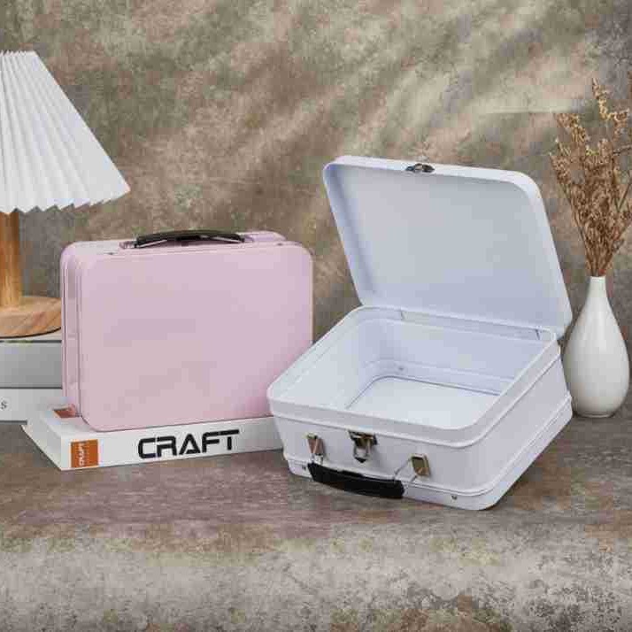 Picture of Tinplate Lunch Box Suitcase Metal Latch Jar New Year's Gift Hand-Held Gift Storage Cosmetics Gift Box
