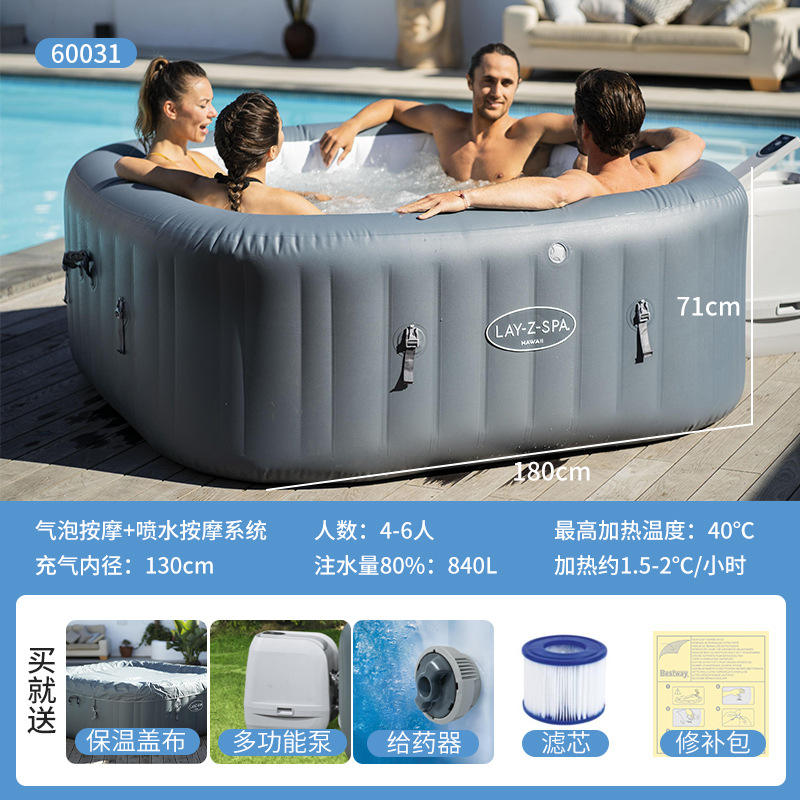 Picture of Bestway Inflatable Spa Bathtub Family Hot Spring Bath Massage Bubble Pool Bath Bucket Adult Inflatable Bathtub