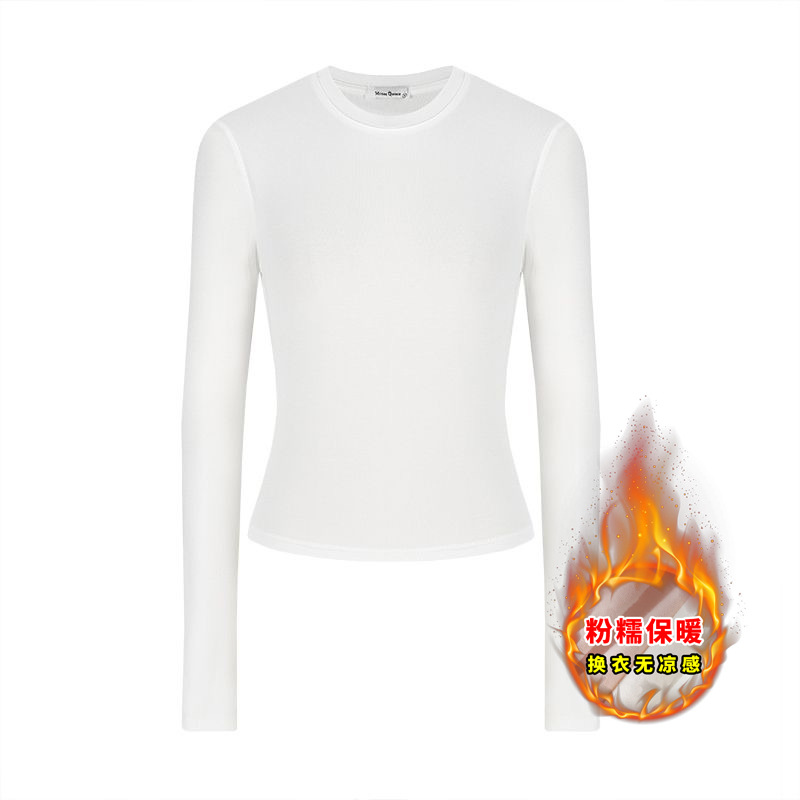 Picture of Autumn new solid color slimming long-sleeve T-shirt for women, versatile Korean style hot girl outfit, base layer top, women's trend