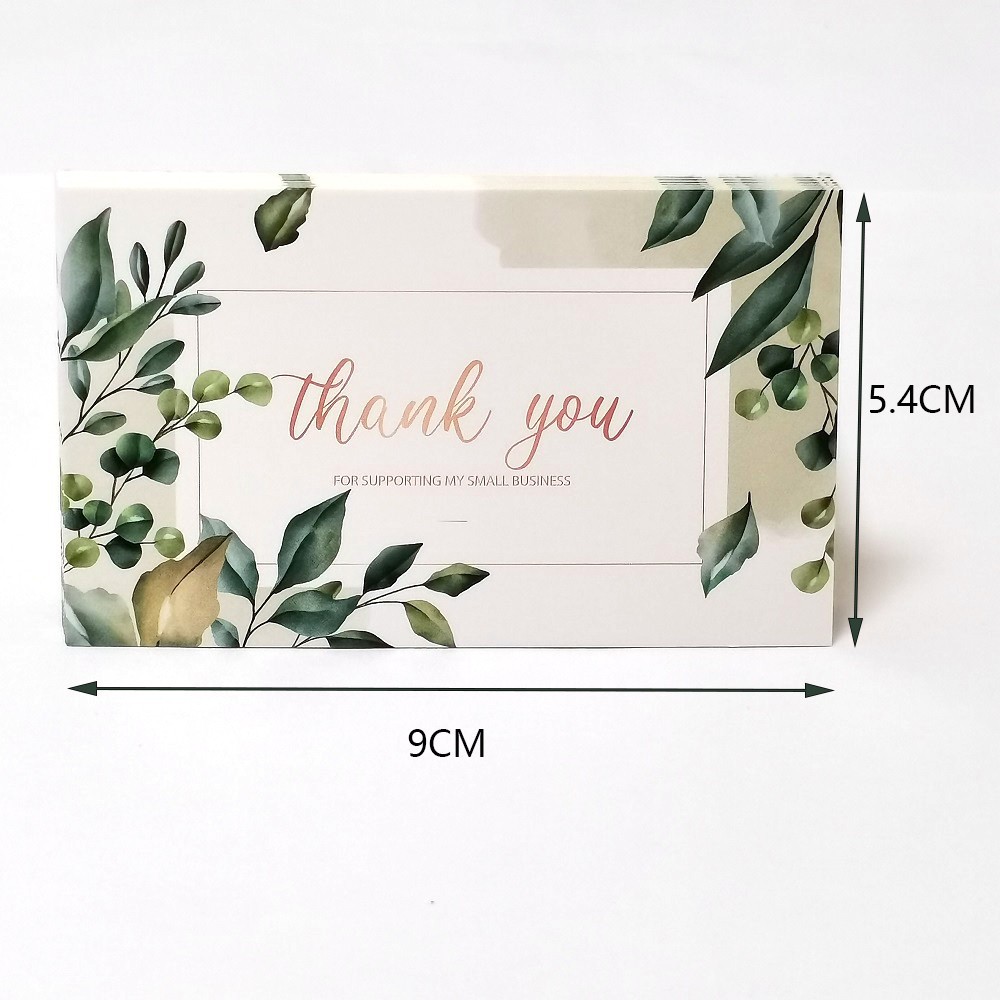 Picture of Amazon cross-border wholesale green leaf thank you card coated paper card thank you gift card pink packaging card