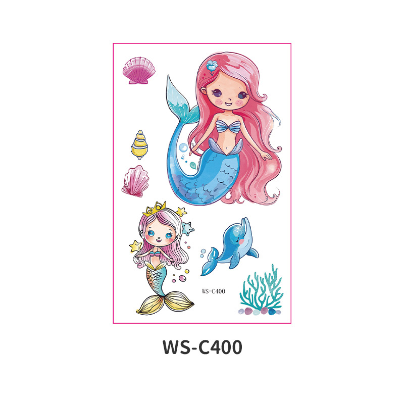 Picture of Cross Border Waterproof Sweat Tattoo Children Cartoon Dream Party Princess Theme Stickers suit Mermaid Tattoo Stickers