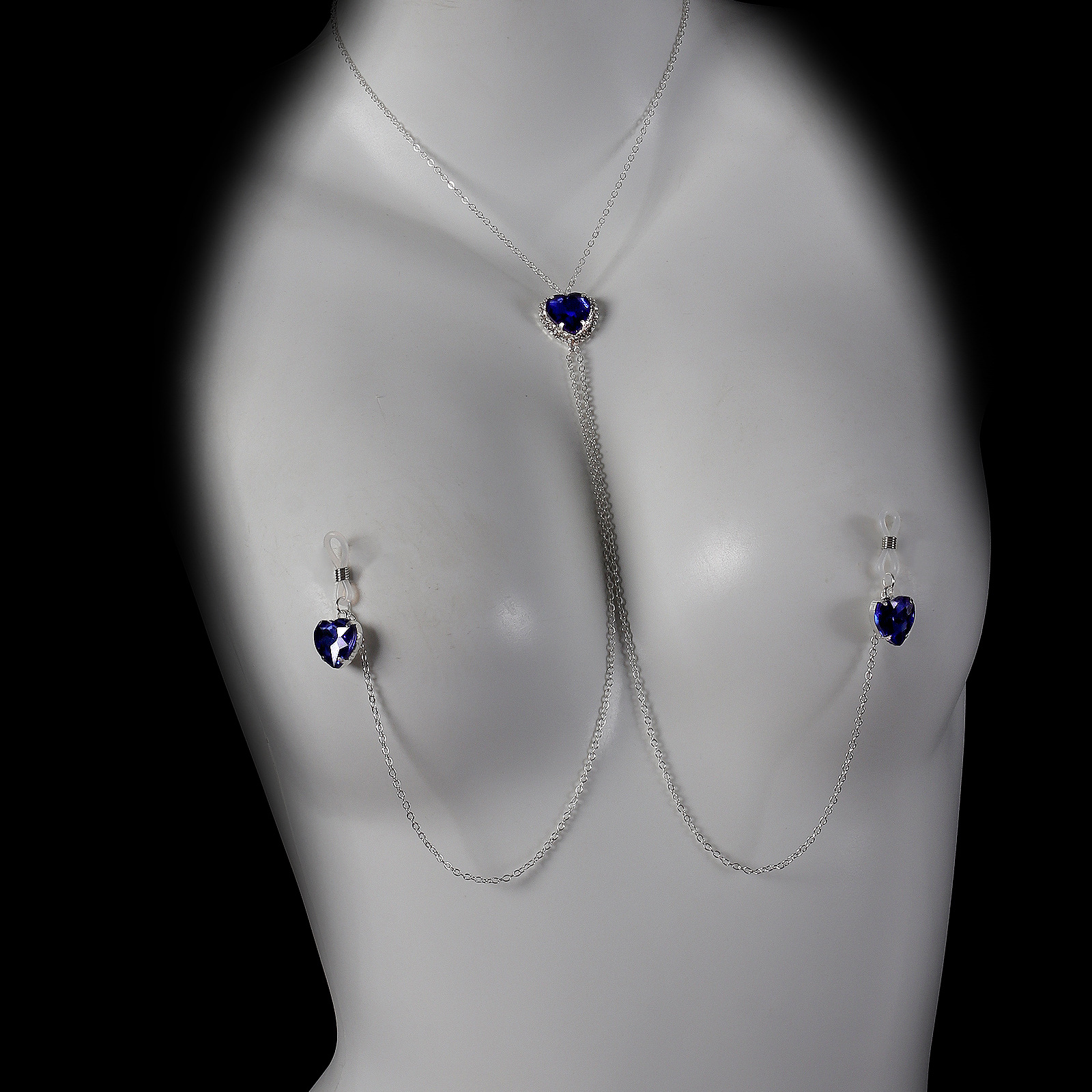 Cross-Border New Heart Crystal Pendant Nipple Chain Chest Chain European and American Sexy Nipple Clamp Body Chain Female Body Chain