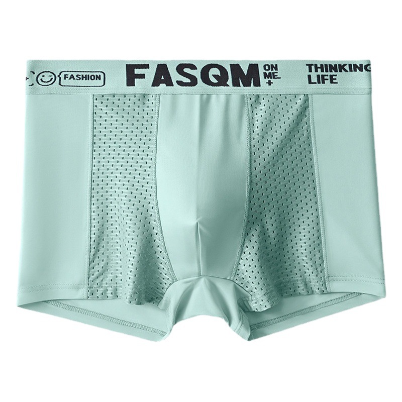 Mesh Ice Silk Underwear Men's Breathable Antibacterial Summer Men's Four-Corner Boxer Shorts Head Thin Mesh Less Men's Underwear