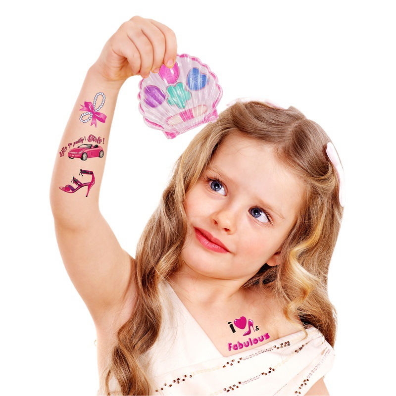 Hot Sale New Pink Retro Girl Waterproof Tattoo Sticker Girls Party Kids Make-up Face Sticker suit