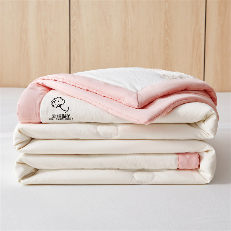 Picture of Class A unprinted wind water washed cotton summer quilt solid color Xinjiang cotton air conditioning quilt machine washable summer cool quilt thin quilt gift
