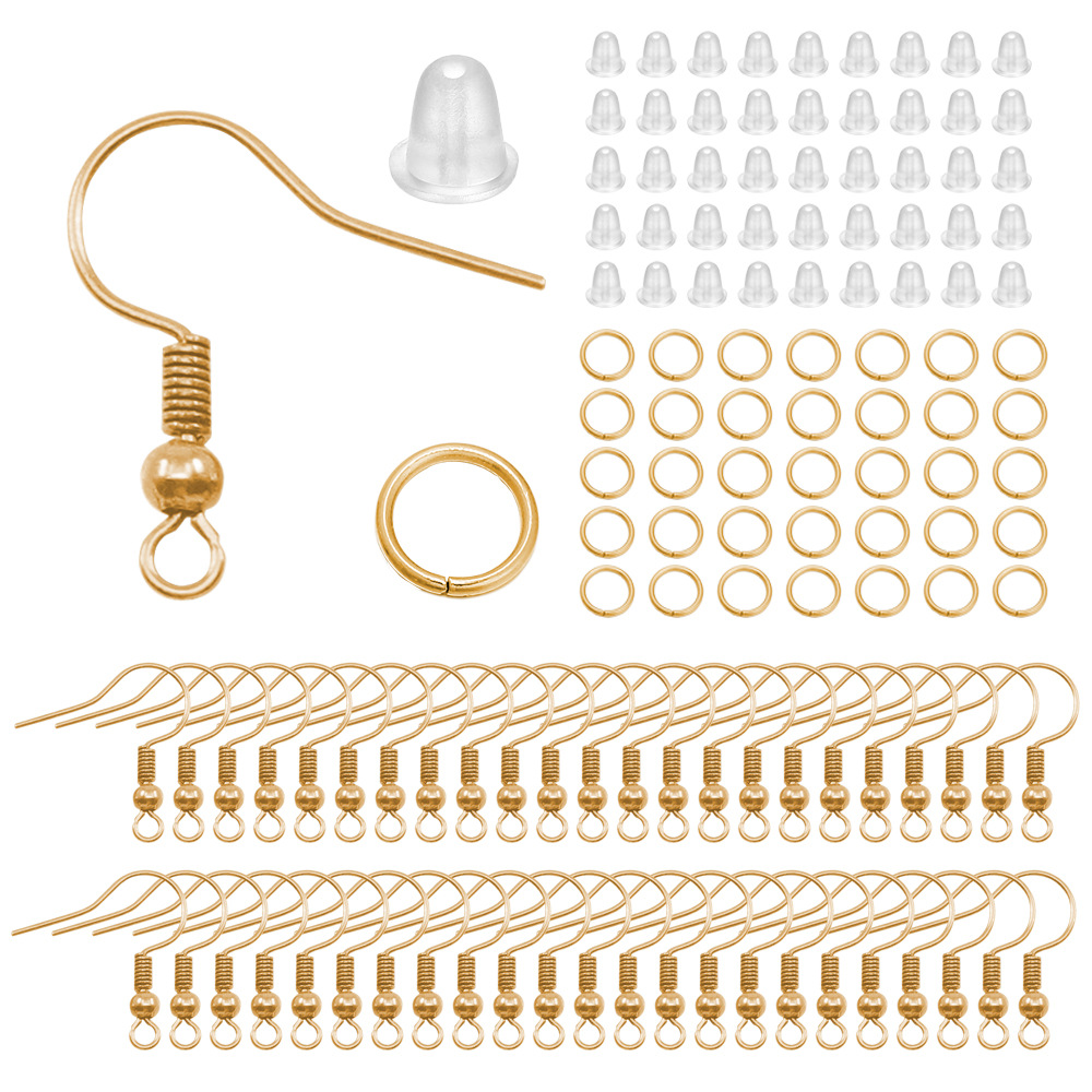 Picture of Diy jewelry accessories ear hook single ring earplug suit 4mm single ring big ear hook 4mm small size ear plug 100