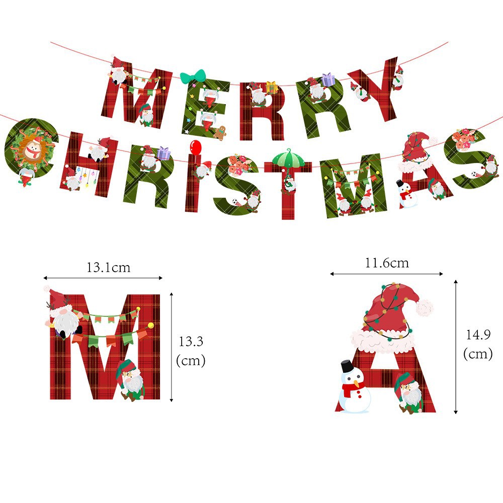 Picture of Christmas Decorations Christmas Pull Flag Hanging Flag Holiday Banner Party Decoration Paper Cartoon Christmas Pull Flower String Flag