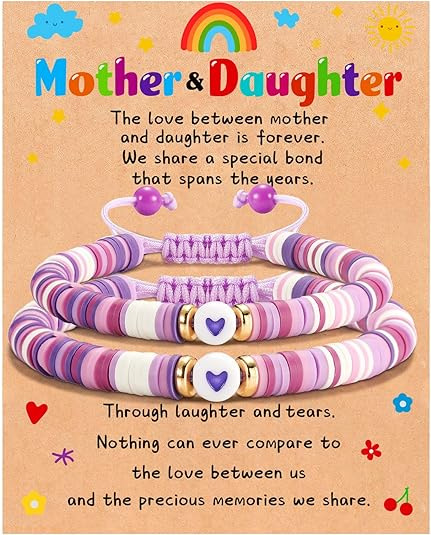 Picture of Cross-border Jewelry Temu Hot Mother's Day Bracelet Creative Soft Pottery Beaded Heart-shaped Mother and Daughter Parent-child Hand Rope for Women