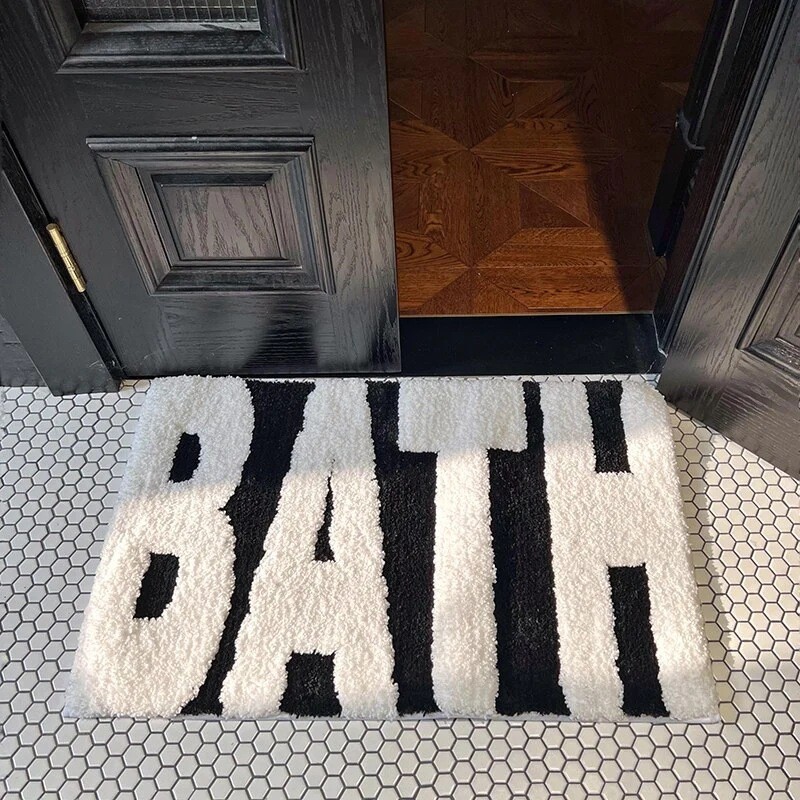 Simple Letter Imitation Cashmere Bathroom Floor Mat Bathroom Door Mat Absorbent Door Mat Entrance Entrance Door Mat