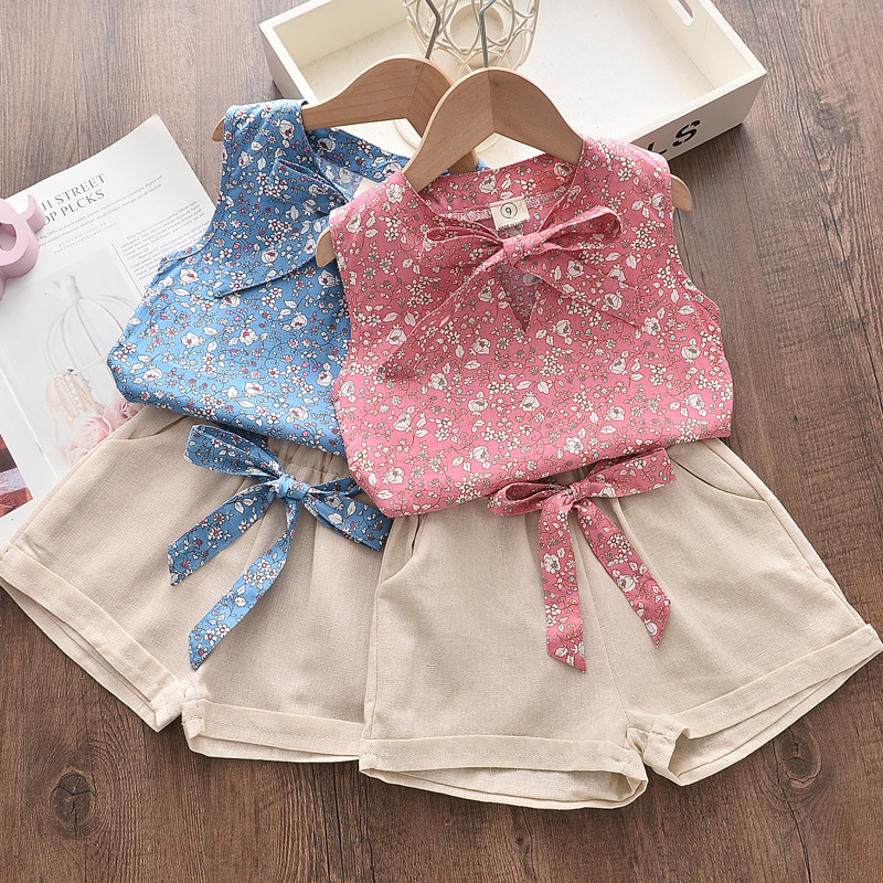 Picture of Children's Clothing Summer New Product 0-4 Year Old Baby Girl Korean Style Floral Bohemian Style Sleeveless Vest Shorts Two-Piece Set
