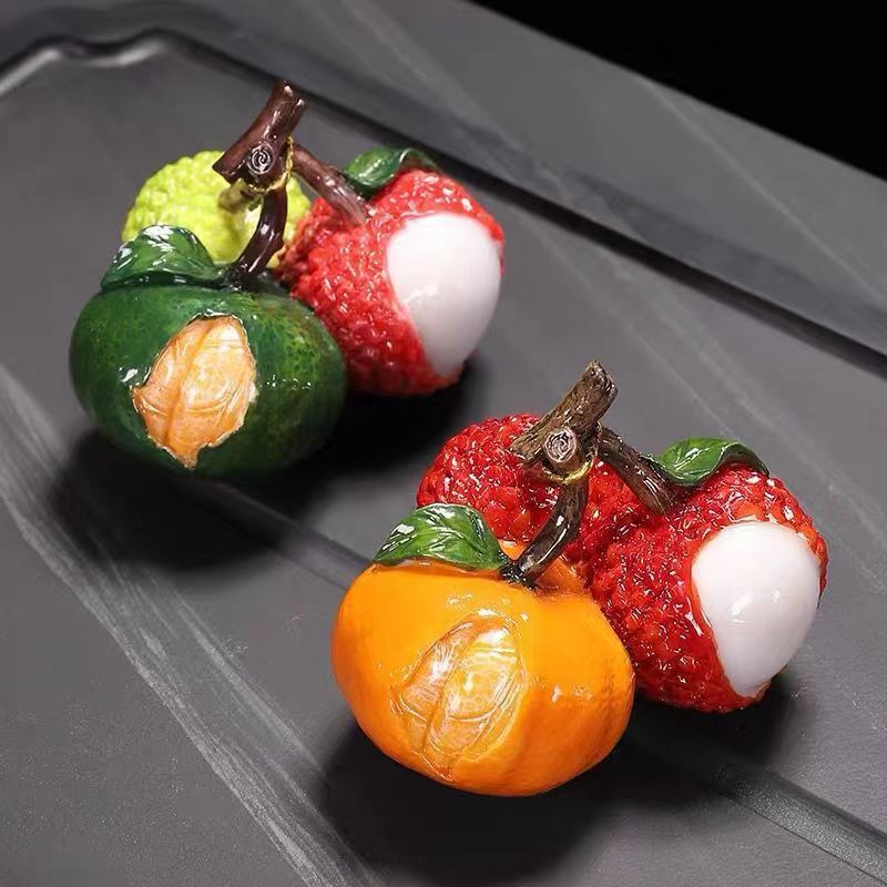 Picture of Tea pet small ornaments color change litchi fruit Bayberry golden toad tea table tea play creative tea table ornaments tea set ornaments