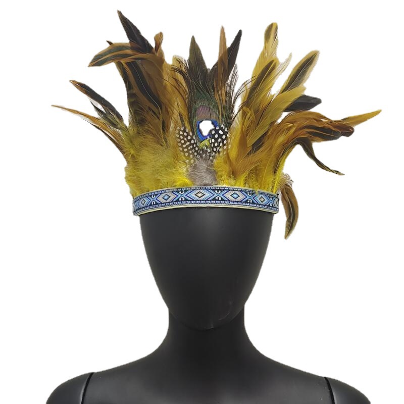Picture of Indian Feather Headwear Chief Hair Accessories Carnival Stage Show Props Headwear Accessories Cross Border