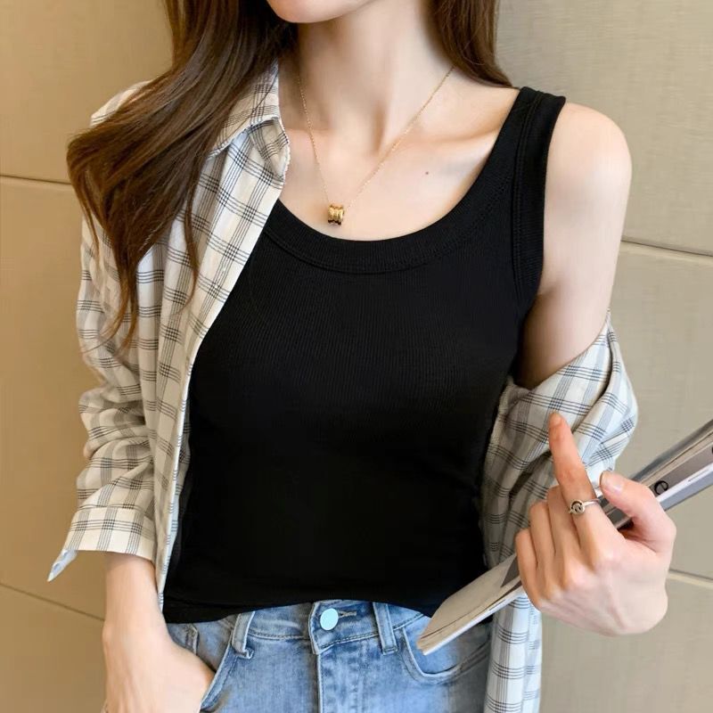 Picture of [Factory Outlet] Threaded Anti-running Sleeveless Thin Inner Base Camisole for Women to Wear Outside and Inside in Summer and Spring