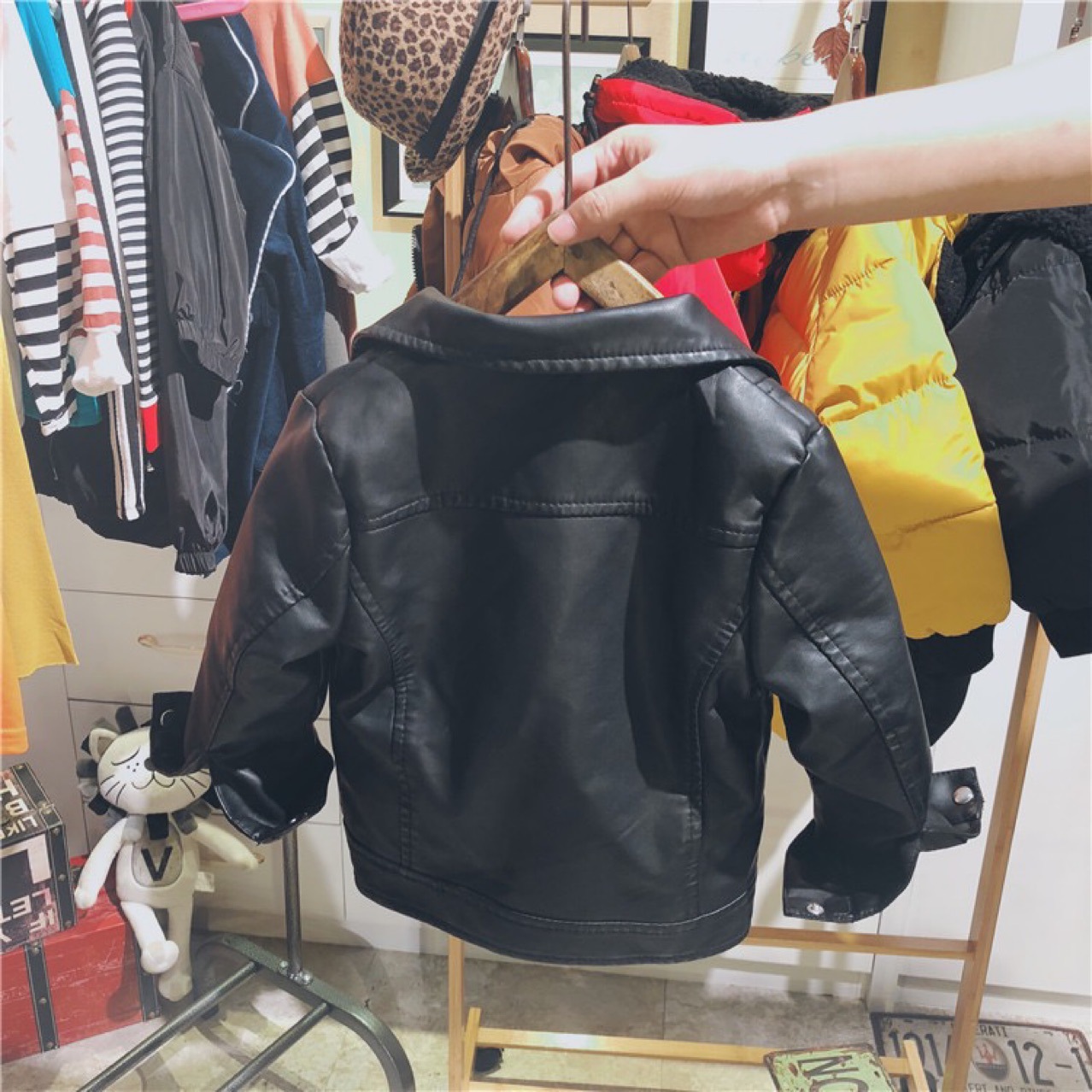Picture of 2024 spring and autumn children's leather jacket leather fashionable cardigan motorcycle coat Korean handsome boy coat T11