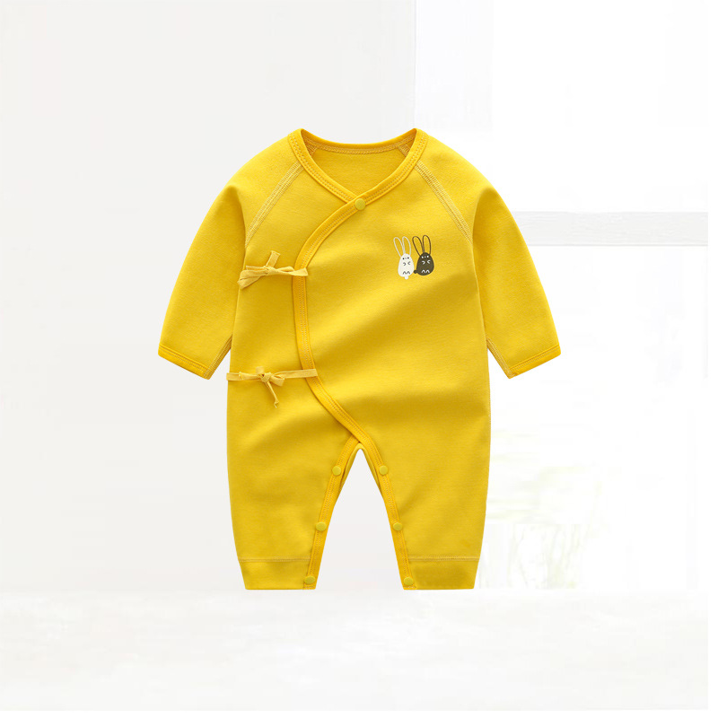 Picture of Autumn New Newborn Jumpsuit, Spring and Autum Baby Clothes, Double-Sided Pure Cotton Infant and Toddler Boneless Long-Sleeved Rompers