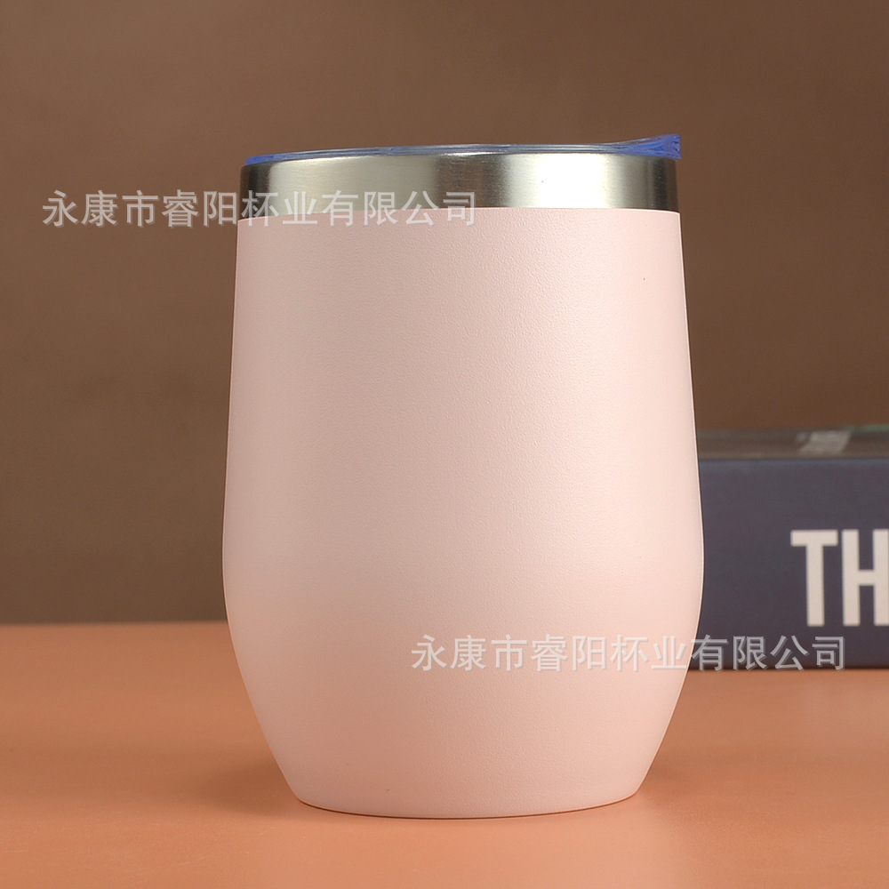 Picture of Cross-border Amazon swig eggshell cup U-shaped egg cup 304 stainless steel double layer 12oz in stock handle red wine cup