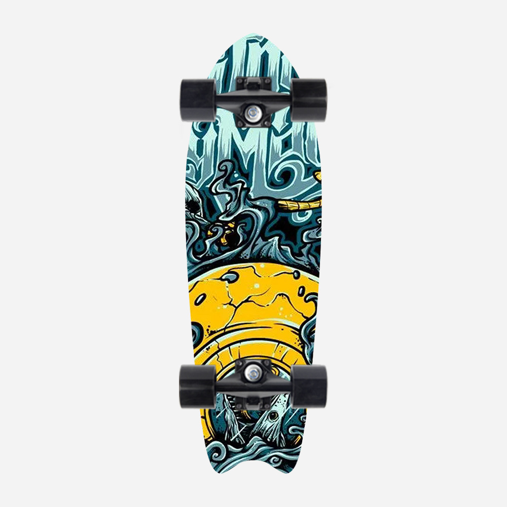 Picture of 28 inch maple small fish Board children Brush Street road beginners four-wheel skateboard single rocker skateboard