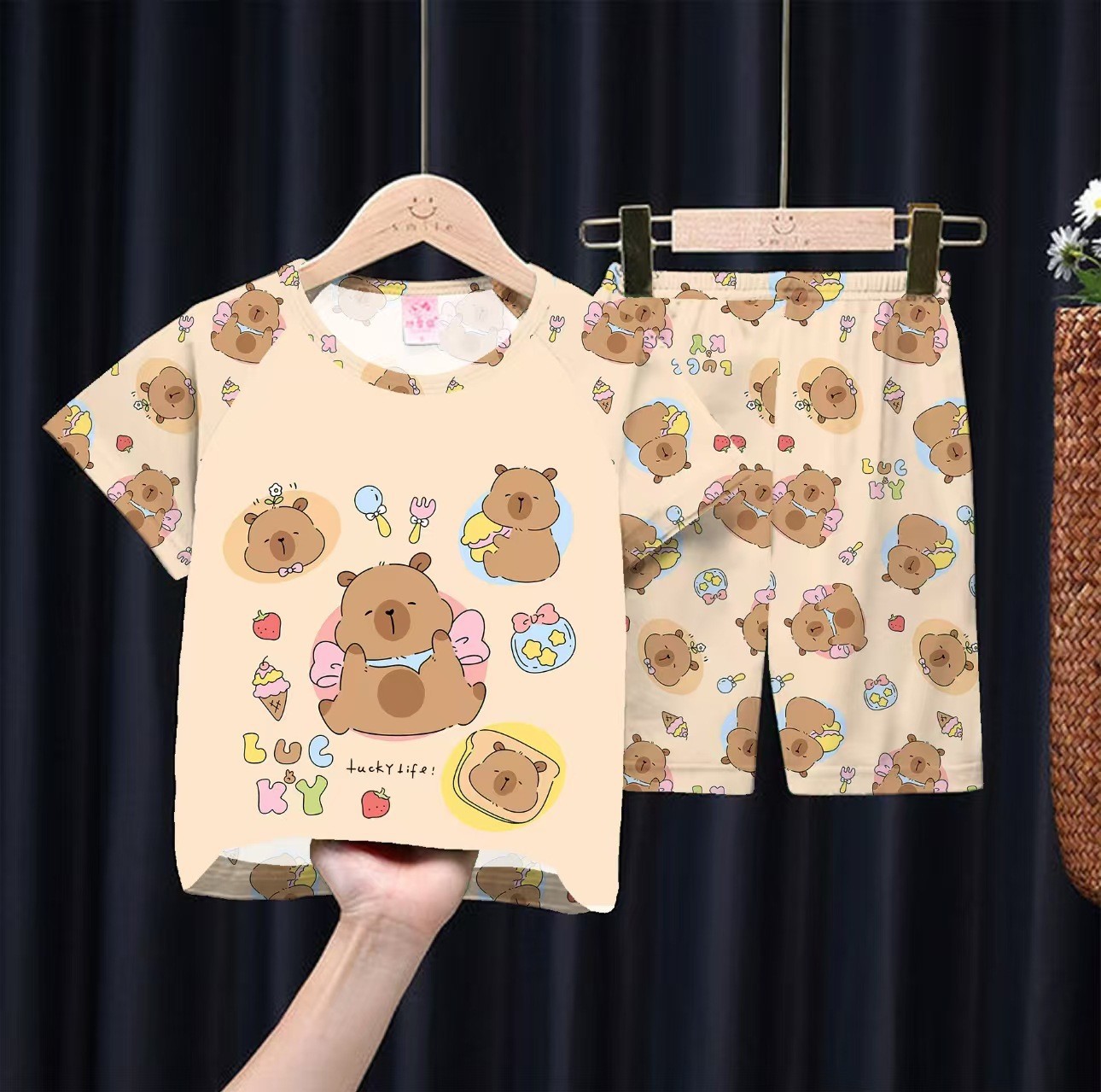 Picture of Wholesale Summer Children's Pajamas Cartoon Girls Short-Sleeved Shorts Thin Boys Casual Middle and Large Children's Suits Home Clothes
