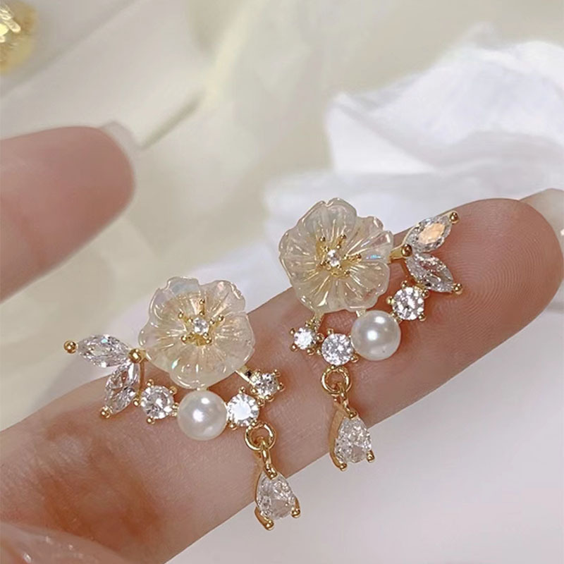 Versailles Rose Ear Studs Women's 2022 New Fashion Fairy Style Tea Earrings Women's Summer Monet Flower Earrings Exquisite