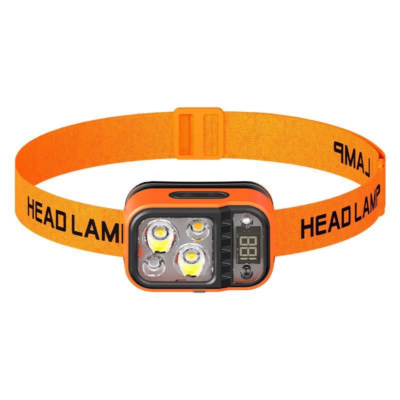 Picture of Cross-border new three-light source LED intelligent induction charging headlight outdoor riding running fishing portable small headlight