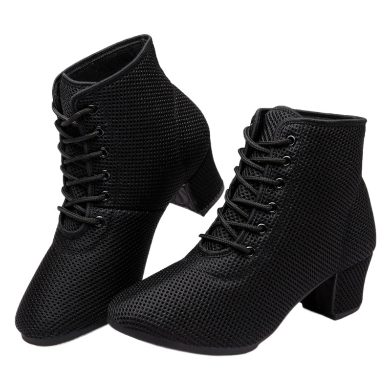 Wupa New Style Square Dance Shoes High Heel Ballroom Sailor Jitba Breathable Mesh Black Dance Shoes Summer