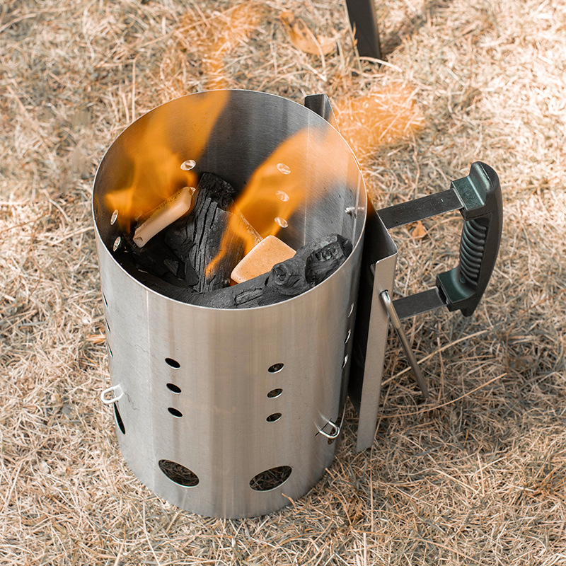 Cross-border outdoor charcoal ignition bucket camping portable point charcoal bucket stainless steel charcoal ignition carbon bucket barbecue oven
