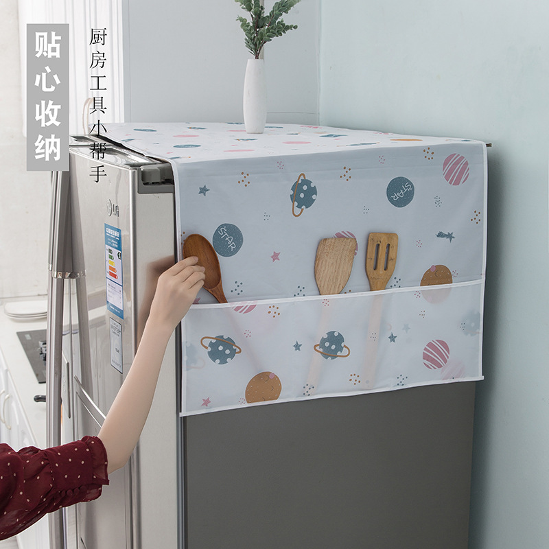 Refrigerator Dust Cover PEVA Waterproof Oil and Dustproof Storage Hanging Bag Single Door Double Door Washing Machine Refrigerator Cover Cloth