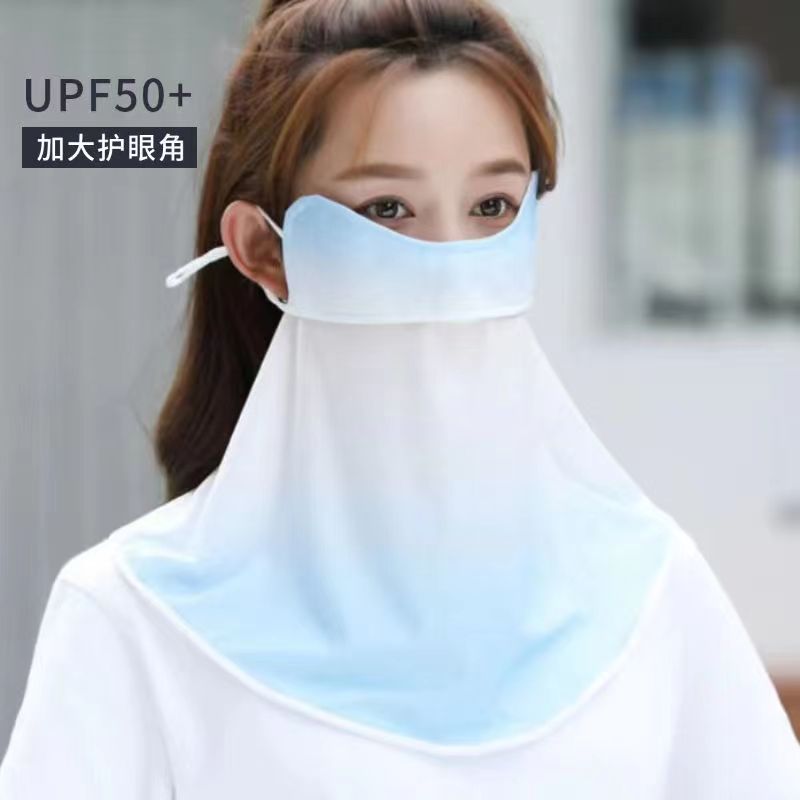 Picture of Sun protection mask for women Summer eye protection corner cover full face gradient blush breathable Thin Ice Silk sun protection silk mask